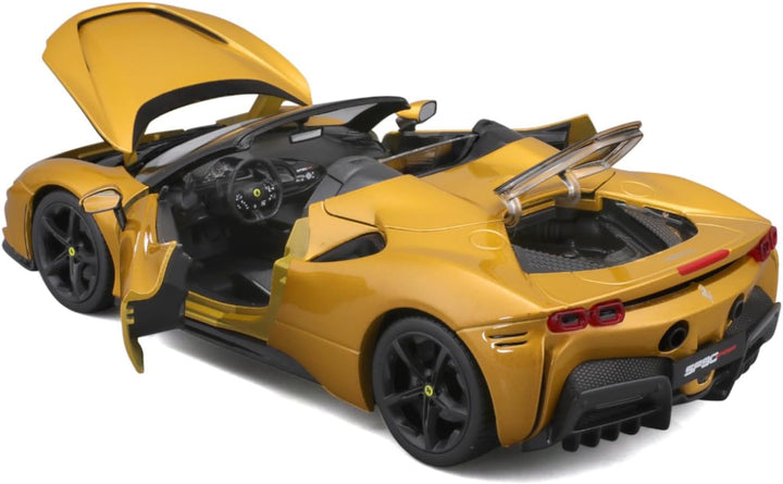 Bburago Ferrari SF90 Spider: Modellauto im Massstab 1:18, Ferrari Race & Play Serie, Kofferraum, Mot