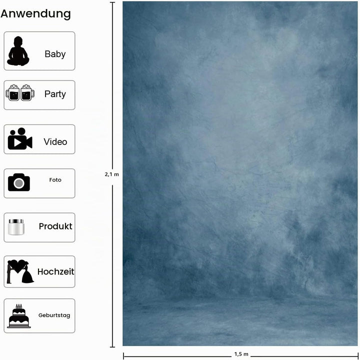 VEOEOV 1,5X2,1m Fotohintergrund Abstrakter Hellblau Fotografie Hintergrund für Studio Requisiten Hin