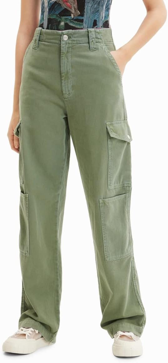 Desigual Damen Casual Pants 42 Grün, 42 Grün