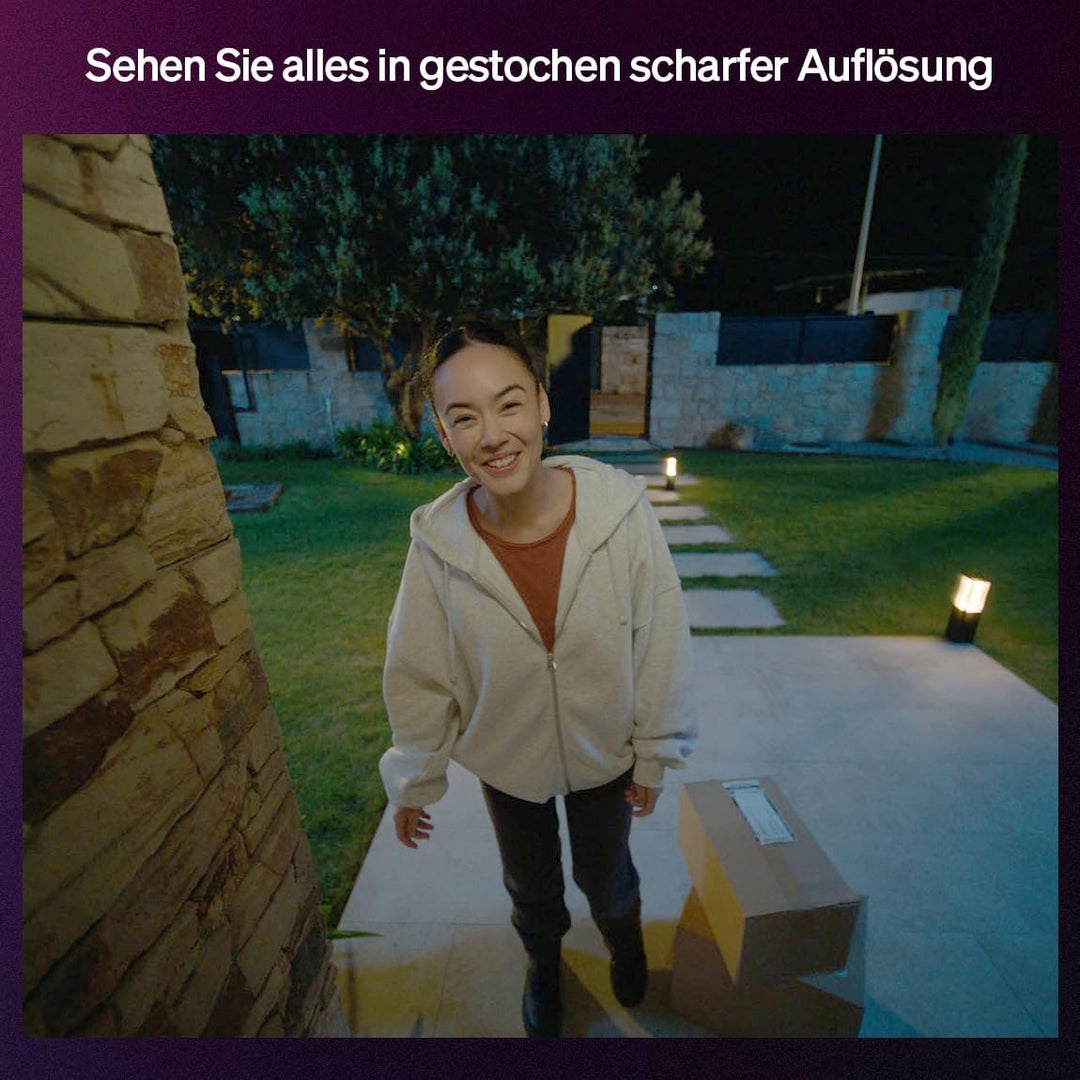 Philips Hue Secure kabelgebundene Video-Türklingel, 2K-Auflösung mit Weitwinkelansicht, Meldungsausl