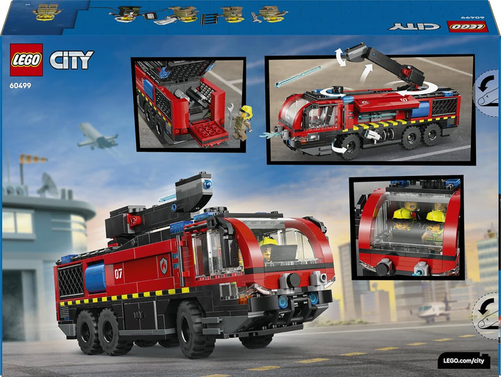LEGO City Flughafenlöschfahrzeug - Spielzeug Einsatzfahrzeug - Modellbau mit 4 Feuerwehr Minifiguren