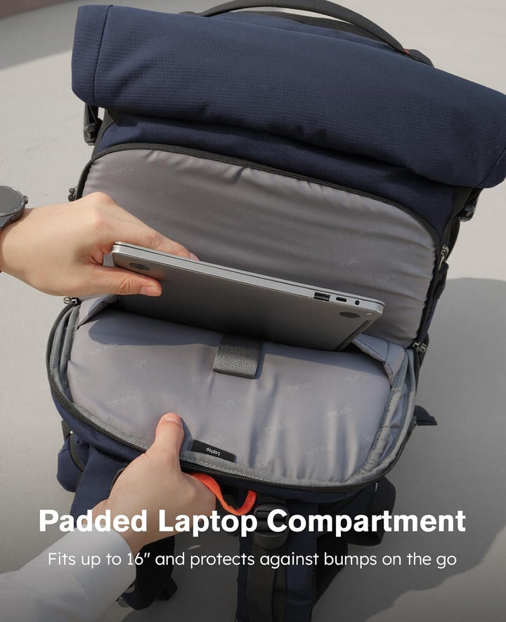 Tolaccea Reiserucksack, Gross Handgepäck Rucksack, TSA-Freundlich Rolltop Laptop Rucksack für 17,3 Z