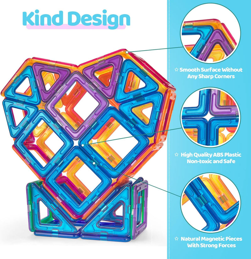 Theefun Magnetische Bausteine, 60 Teile Magnetbausteine Magnetspielzeug Magnet Spielzeug Magnetspiel