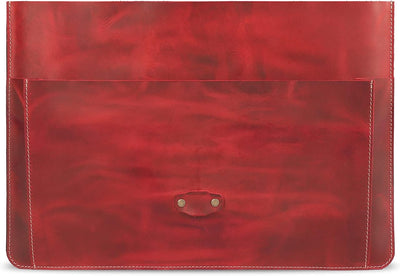 Londo Real Grain Leather MacBook Pro Case with Front Pocket & Flap Closure (Rot, 15-16 Zoll) OTTO507