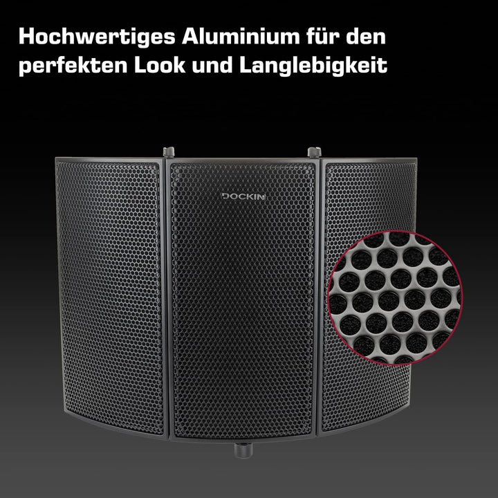 DOCKIN® 𝗣𝗥𝗘𝗠𝗜𝗨𝗠 Mikrofon Pop Filter Isolation-Schallschutz mit hochdichtem Akustikschaumstoff, 3 Sei