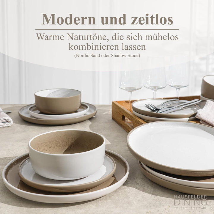 Hausfelder Dining Steingut Geschirr Set 4 Personen, Kaffeetassen Tassen 4-tlg, 4 Kaffeebecher Teetas