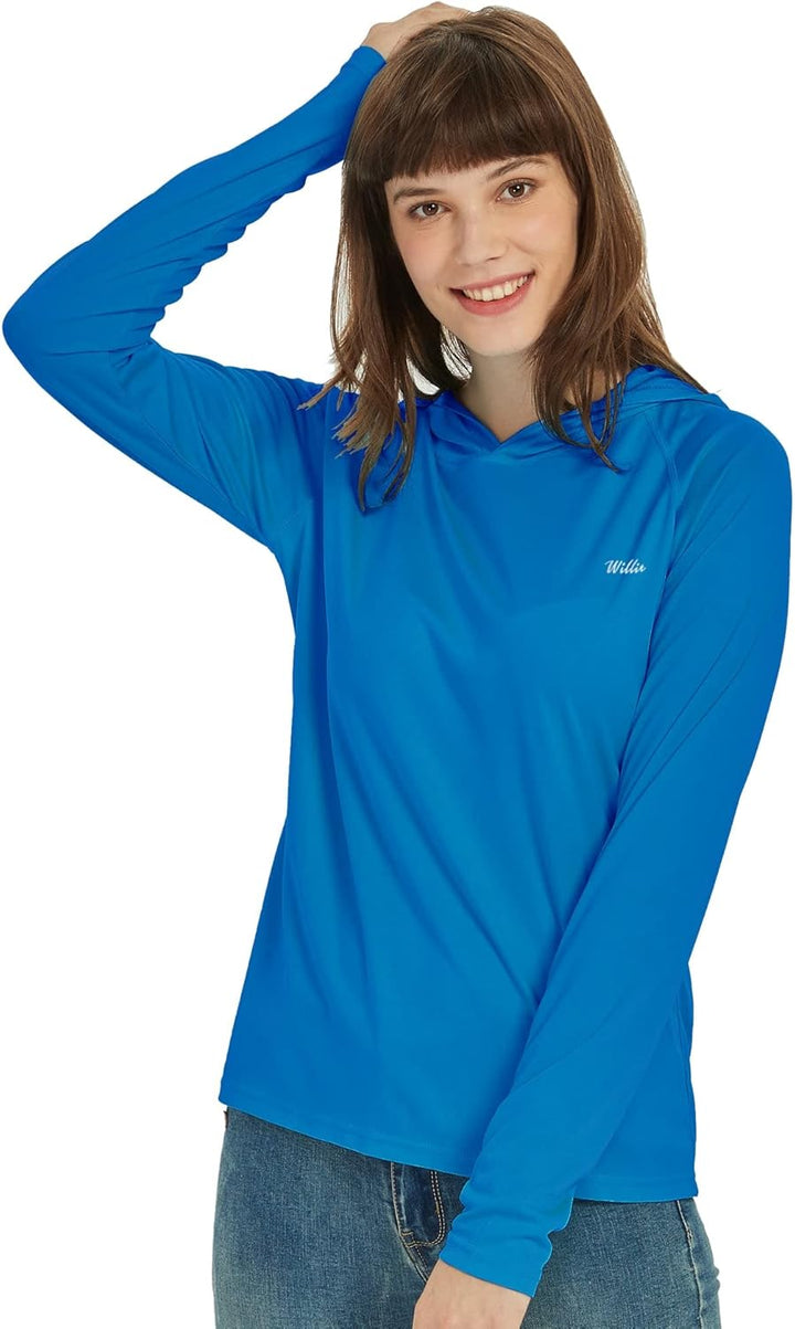 WILLIT Damen Laufshirt UPF 50+ Sonnenschutz Hoodie Sportshirt UV Shirt Langarm Wandern Angeln Outdoo