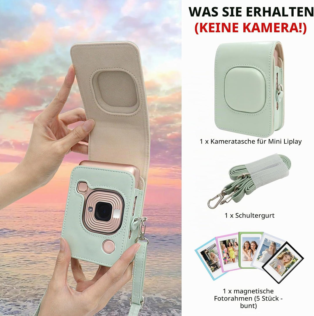 HIYQIN Mini LiPlay Tasche und Magnetische Bilderrahmen, Schutzhülle Kompatibel mit Fujifilm Instax L
