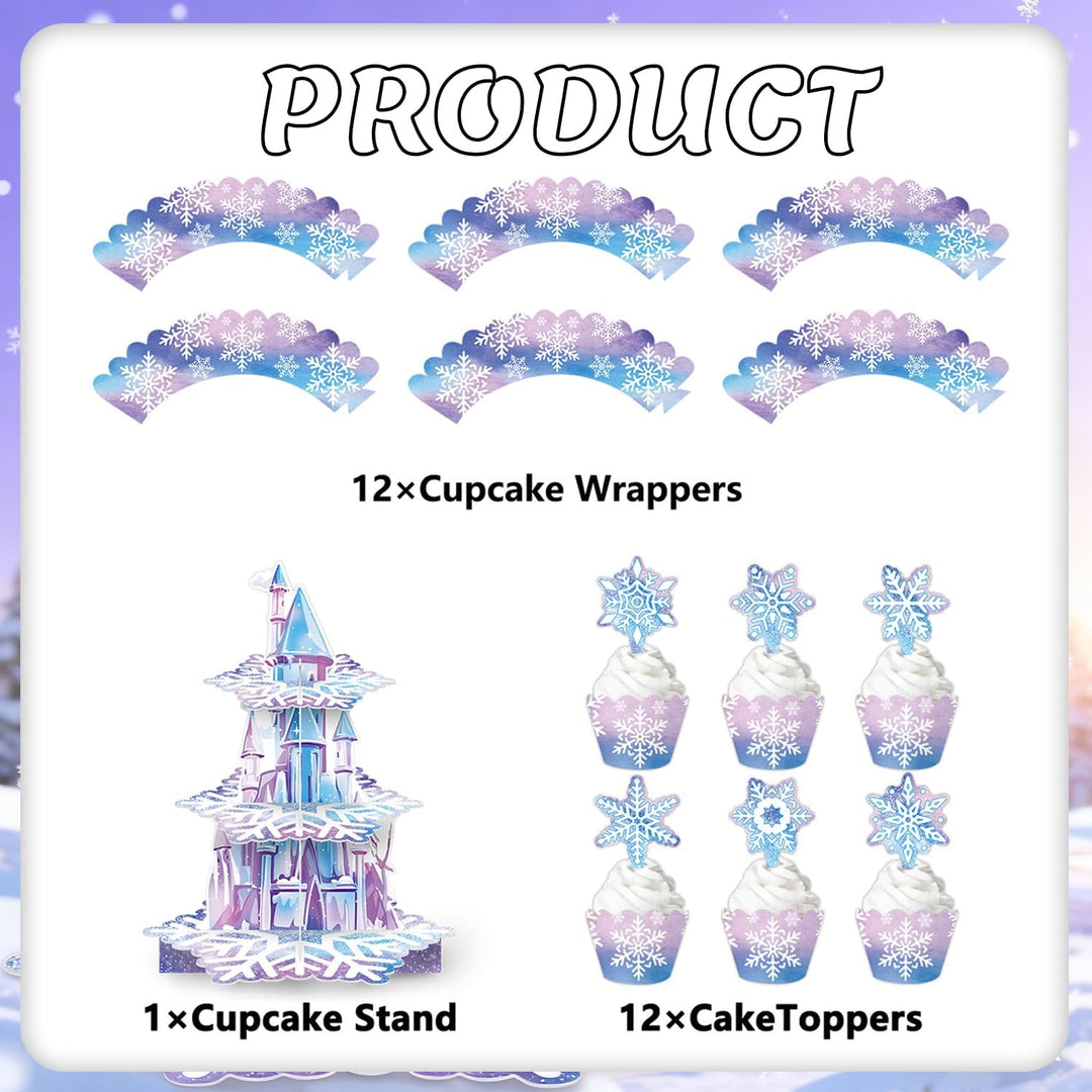 3 Schichten lila Schneeflocken Kuchen Regal, Schloss Thema Party, Dessert Regal, Schloss Geburtstags