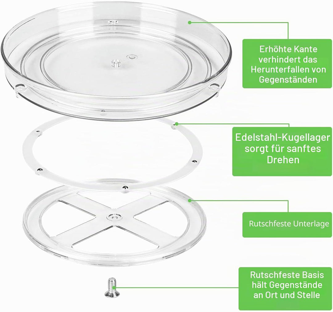 Kühlschrank Drehteller, 2 Stück Lazy Susan Drehteller Kühlschrank Organizer, Durchsichtig Drehteller