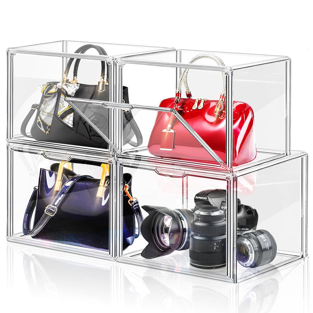 LINYAPRY Set mit 4 Kunststoff-Geldbörsen-Aufbewahrungs-Organizer für Schrank, Acryl-Vitrine für Geld
