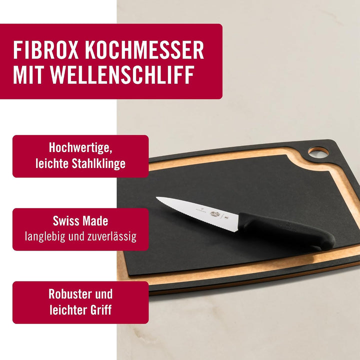 Victorinox Fibrox Kochmesser mit Wellenschliff, Kleines Universalmesser für Obst und Gemüse, 12 cm,