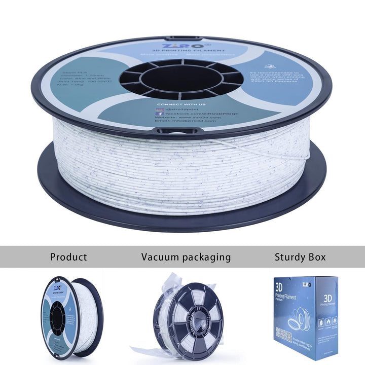ZIRO 3D Drucker Filament PLA 1.75mm Blau und weiss Color 1KG(2.2lbs),Blau und weiss, Blau und weiss