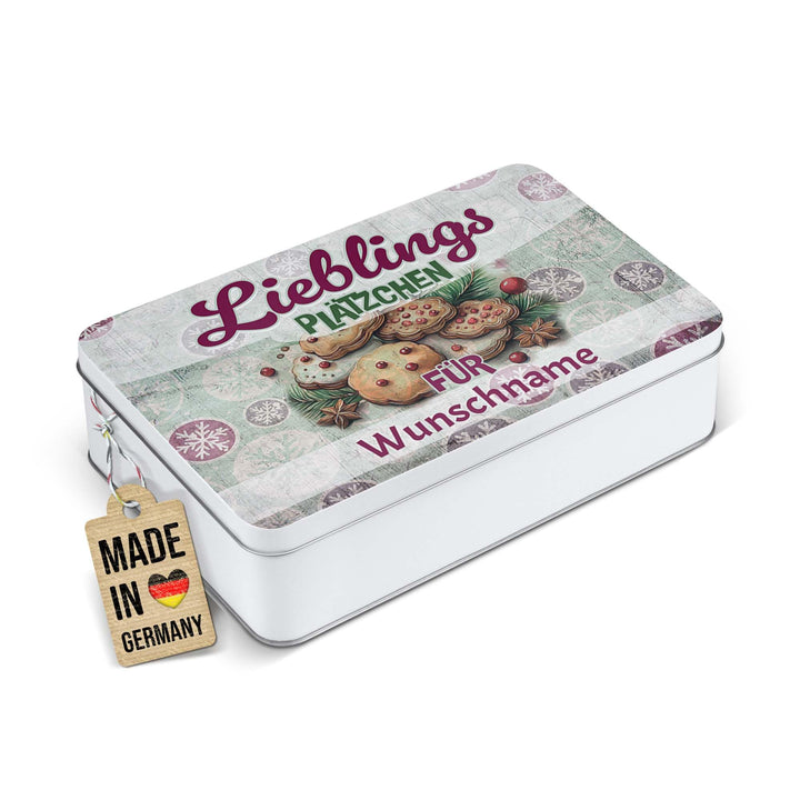 Print Royal PR Geschenkdose mit Name personalisiert - Lieblingsplätzchen für - Blechdose bedrucken,