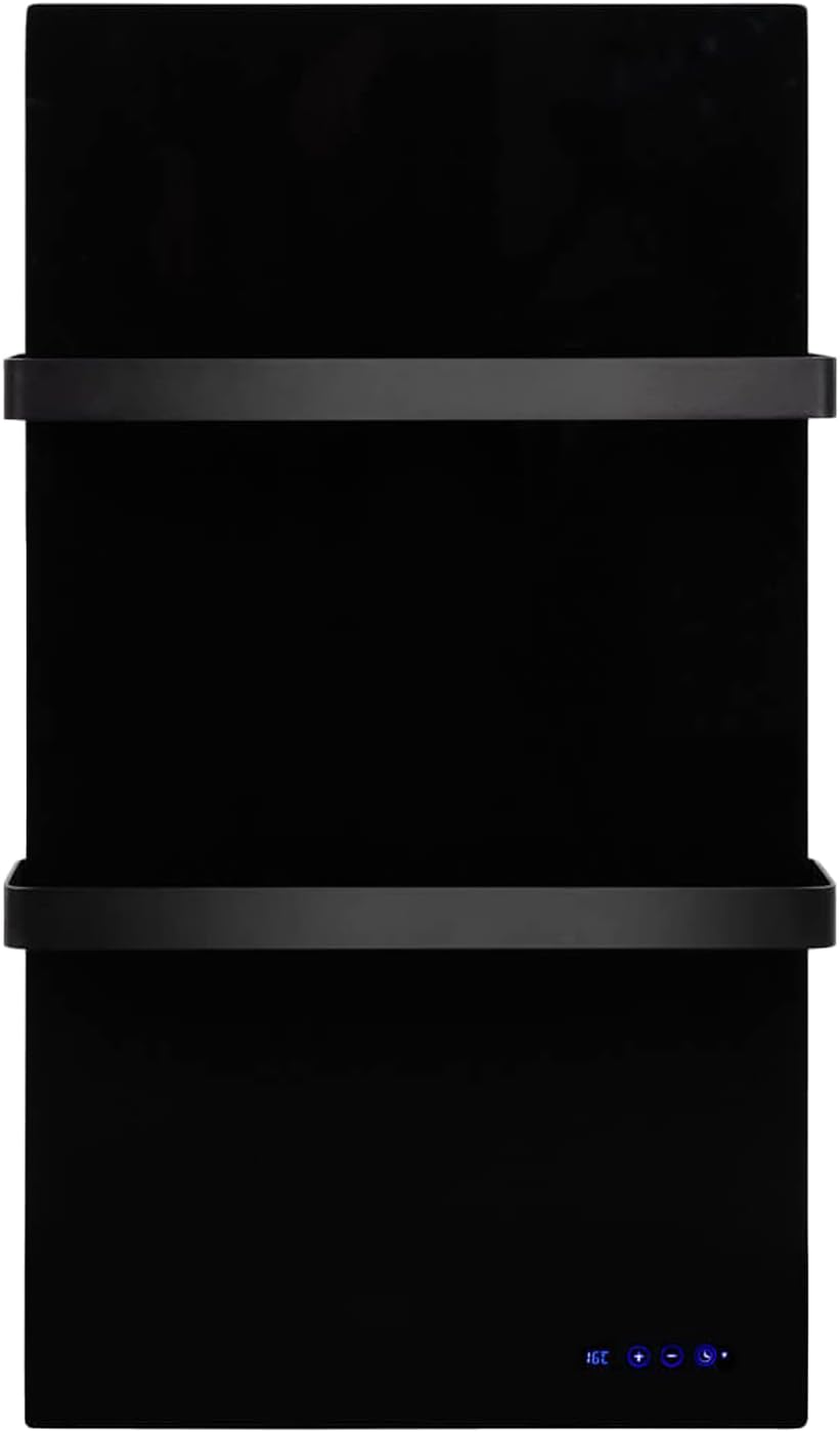Infrarot Handtuchtrockner 48x100cm schwarz | Bad-Heizkörper mit Handtuchhalter aus Edelstahl, Infrar