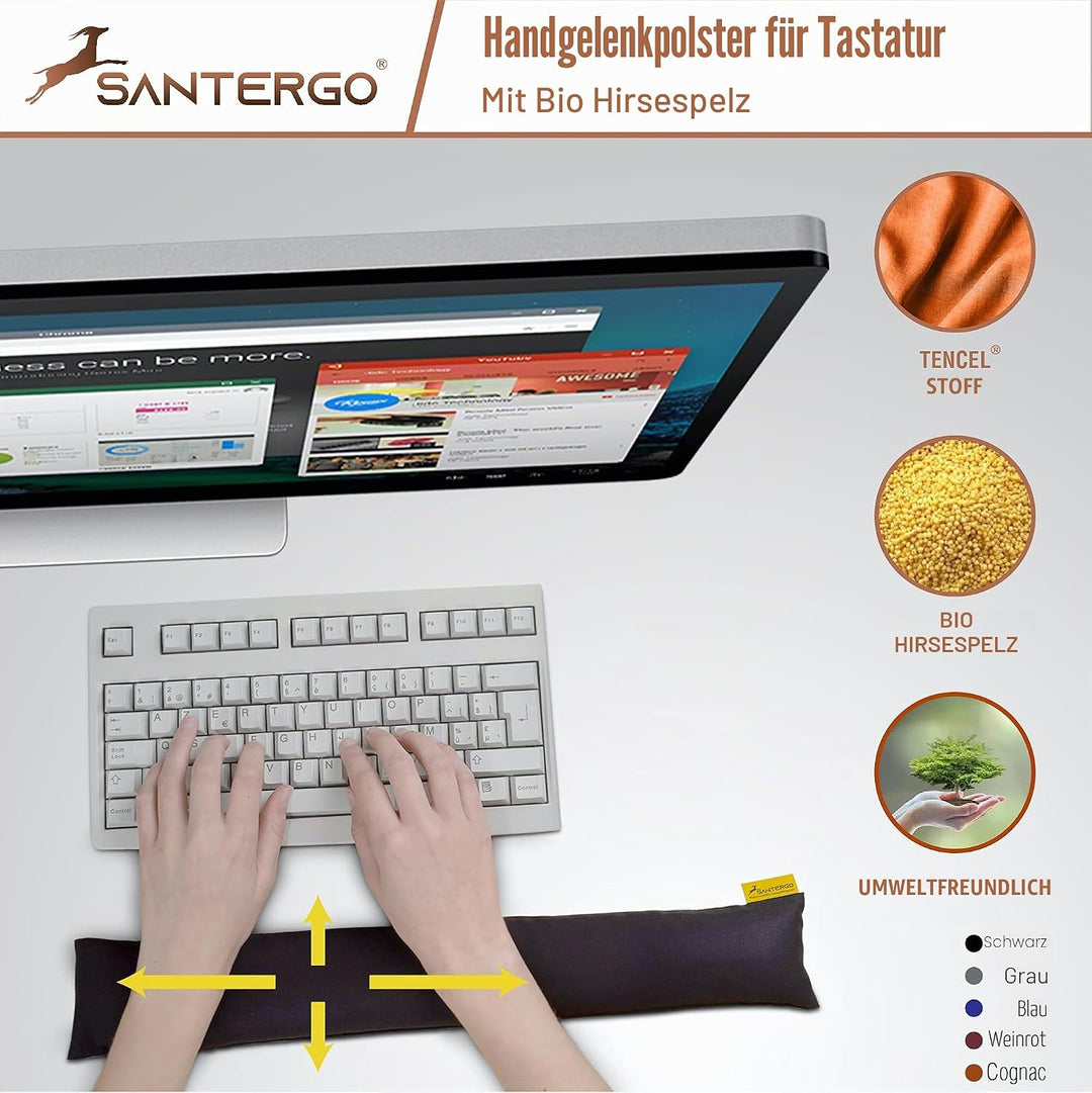 Handgelenkauflage für die Tastatur - ergonomische Handballenauflage aus Bio-Hirsespreu mit abnehmbar
