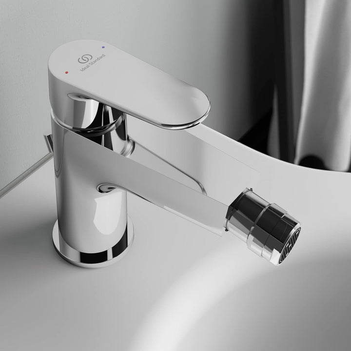 Ideal Standard BC705AA Cerafine O Bidetarmatur mit Zugknopf-Ablaufgarnitur