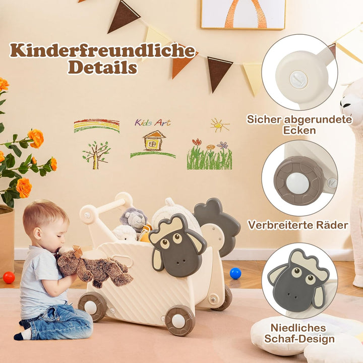 COSTWAY Baby Lauflernwagen, Lauflernhilfe mit 18 L Stauraum & Rädern, Spielzeugwagen zum Schieben &