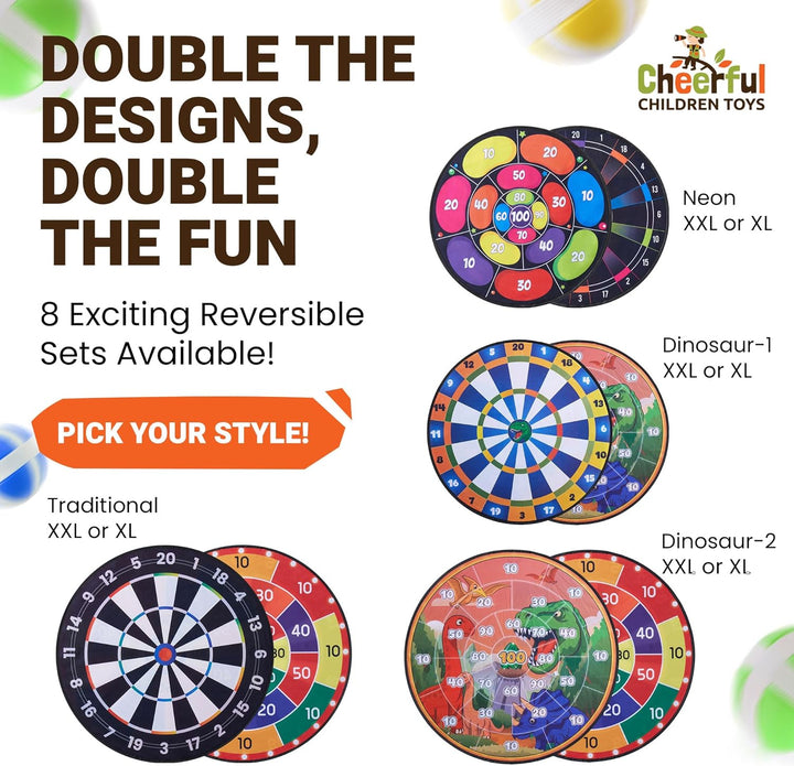 Cheerful Children Toys Jumbo Kids Dartscheibe XL oder XXL, grosse Klett-Dartscheibe mit wendbaren De
