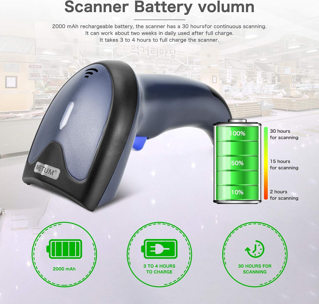 NETUM Bluetooth 2D Barcode-Scanner 3-in-1 (2,4G Wireless &amp; Bluetooth &amp; USB verkabelt) Barcodeleser S