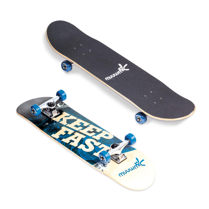 muuwmi ABEC 5 Skateboard mit Rucksack, Unisex, Wave-Design Wave inkl. Rucksack, Wave inkl. Rucksack
