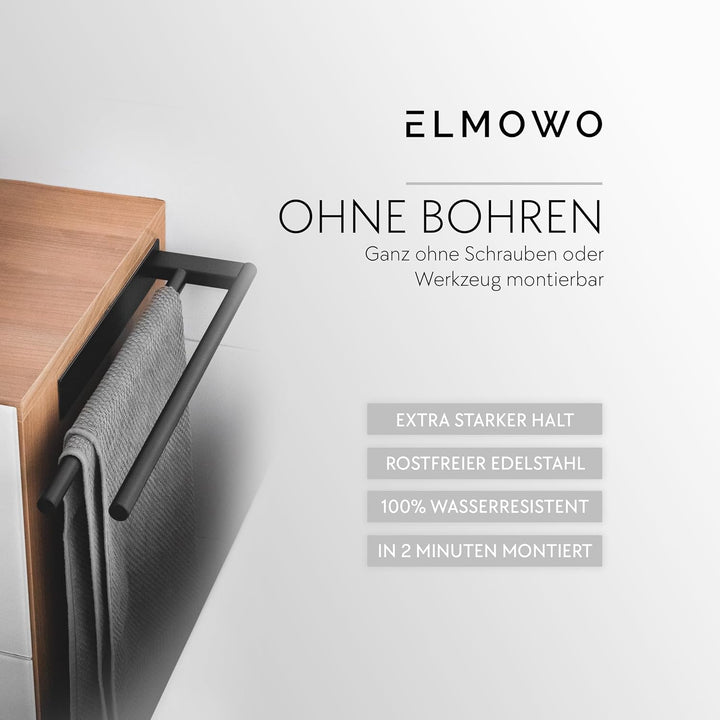 Premium Edelstahl Handtuchhalter ohne Bohren selbstklebend inkl. Spezialkleber (extrem sicherer Halt