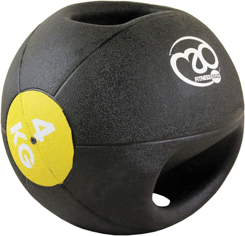 Fitness-Mad Double Grip Medicine Ball - 4kg (Yellow)