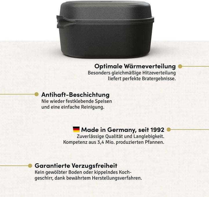 Hoffmann Aluguss Bräter Gross 2in1 Induktion Multi 41 x 28 cm I Made in Germany I Schmortopf Indukti