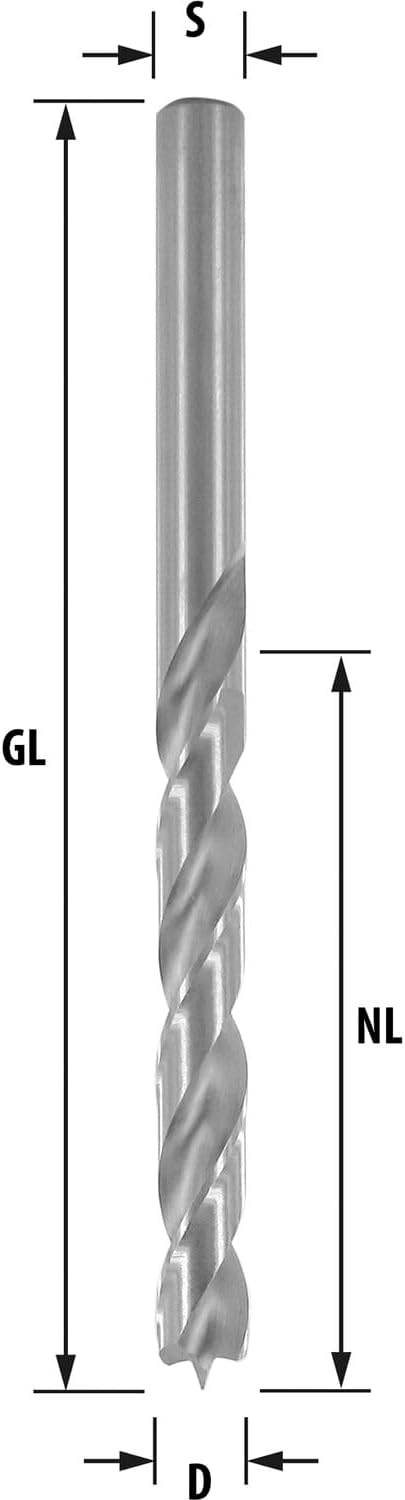 ENT 50055 Holzbohrer Ø 5,5 mm im 3er-Pack, HSS-G mit Zentrierspitze und Vorschneider, Nutzlänge 52 m