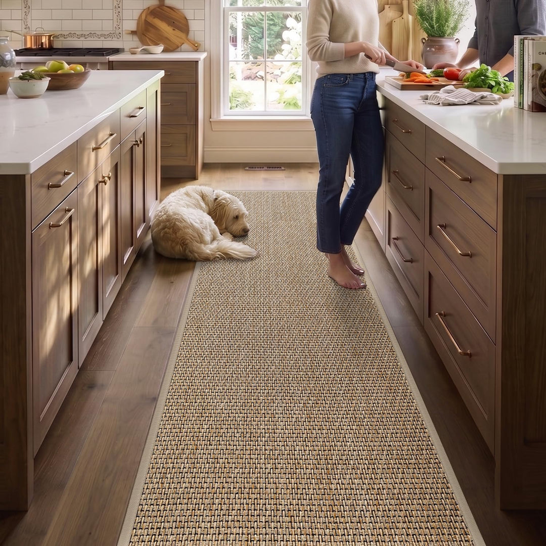 DEXI Teppich Läufer 60 x 180 cm, Fussmatte Eingang Innenbereich rutschfest, Dünn Türmatte mit Gummir