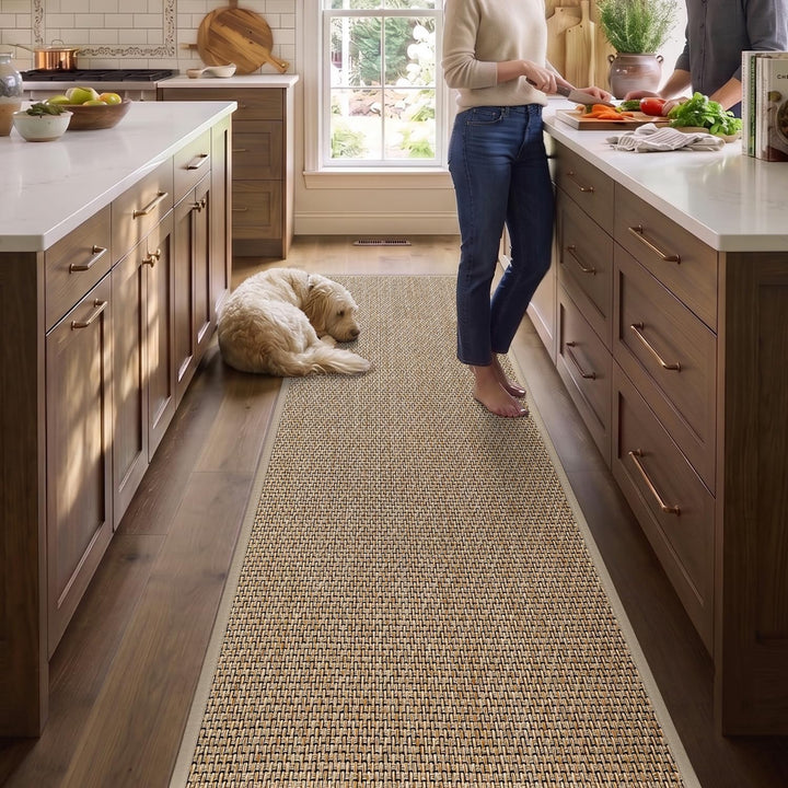 DEXI Teppich Läufer 60 x 180 cm, Fussmatte Eingang Innenbereich rutschfest, Dünn Türmatte mit Gummir