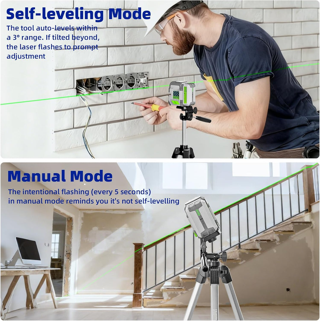 Huepar Pro Nivellierger mit 140 cm Stativ, selbstnivellierend, wiederaufladbar Pulsmode, umschaltbar