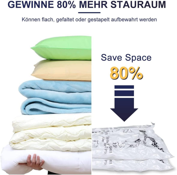 Accenter Vakuumbeutel für Kleidung Reise – 6 Stück à 80x60 cm, Vakuumbeutel für Bettdecken Platzspar