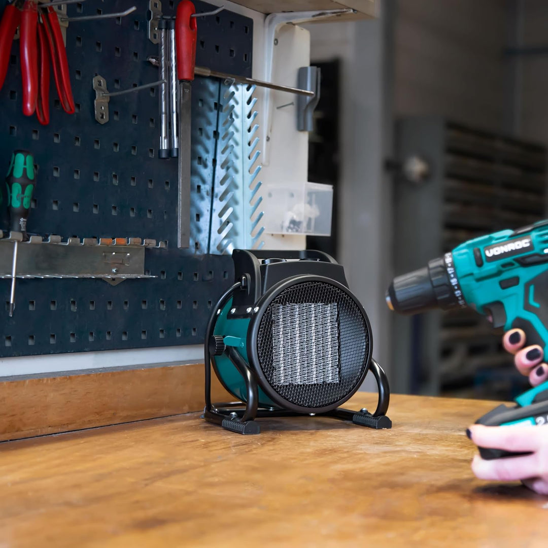 VONROC Heizlüfter energiesparend, Heizungslüfter elektrisch 2000W - Heizung Werkstatt, Hobbyraum, Ca