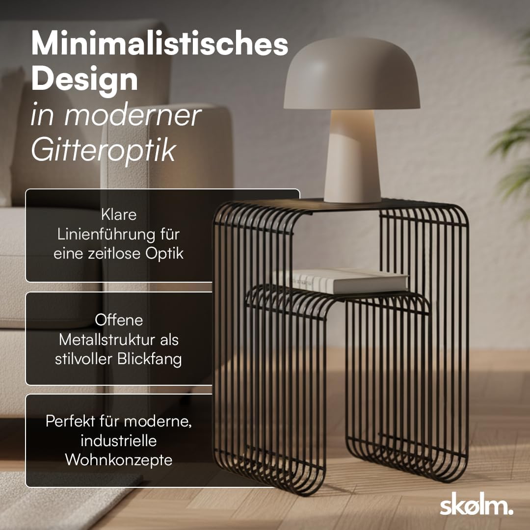 skølm Vali Beistelltisch Schwarz – Kleiner Couchtisch Metall – Sofatisch als Hocker & Regal nutzbar
