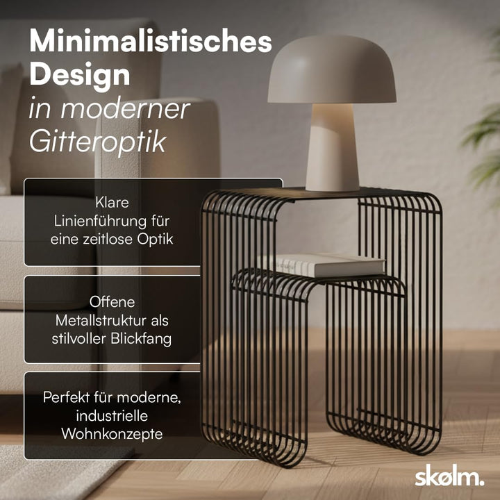 skølm Vali Beistelltisch Schwarz – Kleiner Couchtisch Metall – Sofatisch als Hocker & Regal nutzbar