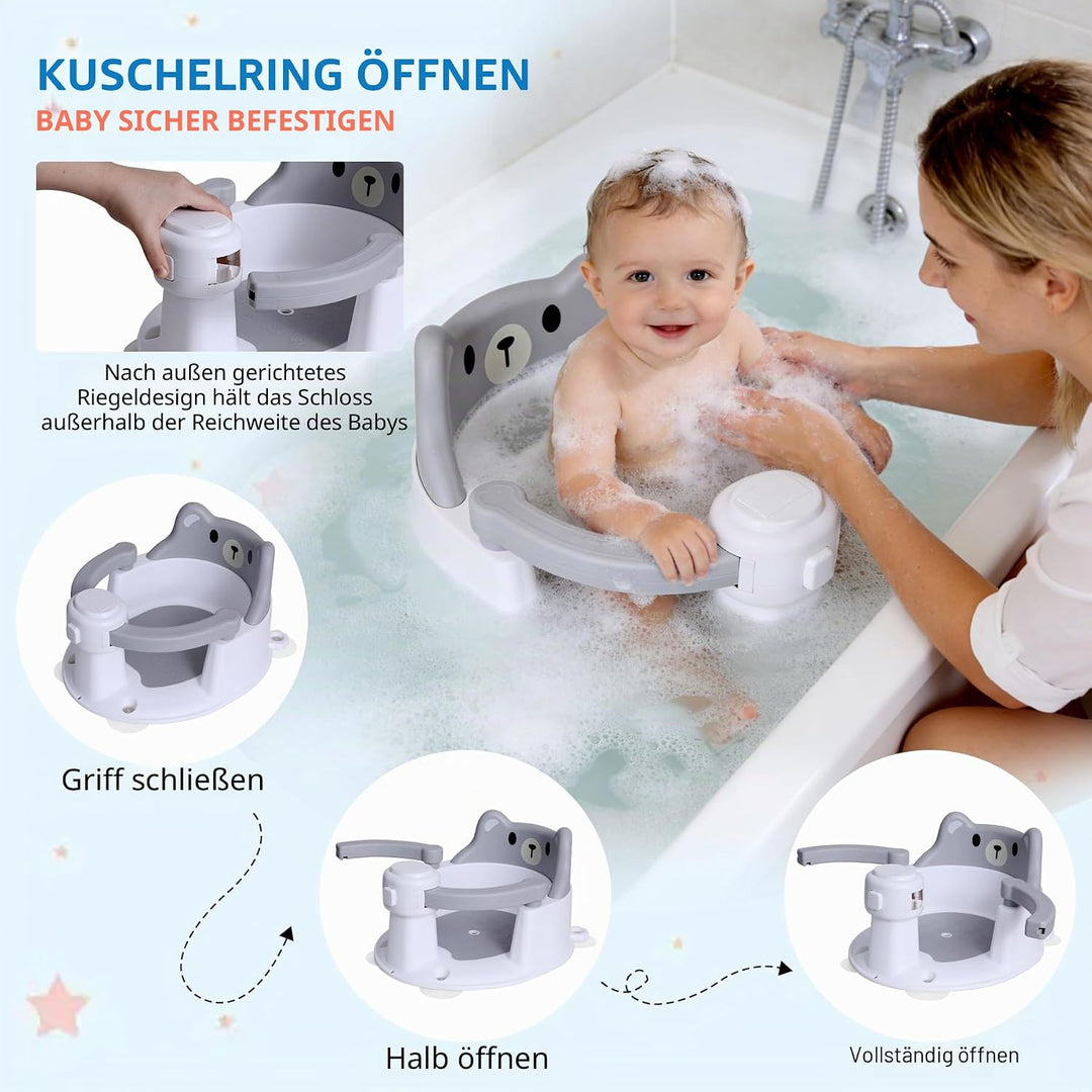 REDCAMP Baby Badewannensitz mit 4 starken Saugnäpfen, aufklappbare Armlehnen für einfachen Ein- und