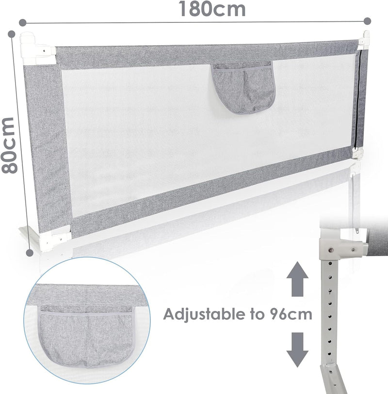 Ikodm Rausfallschutz Bett, Bettgitter 180 cm x 80 cm, Bettschutzgitter Kinderbettgitter für Kinder,