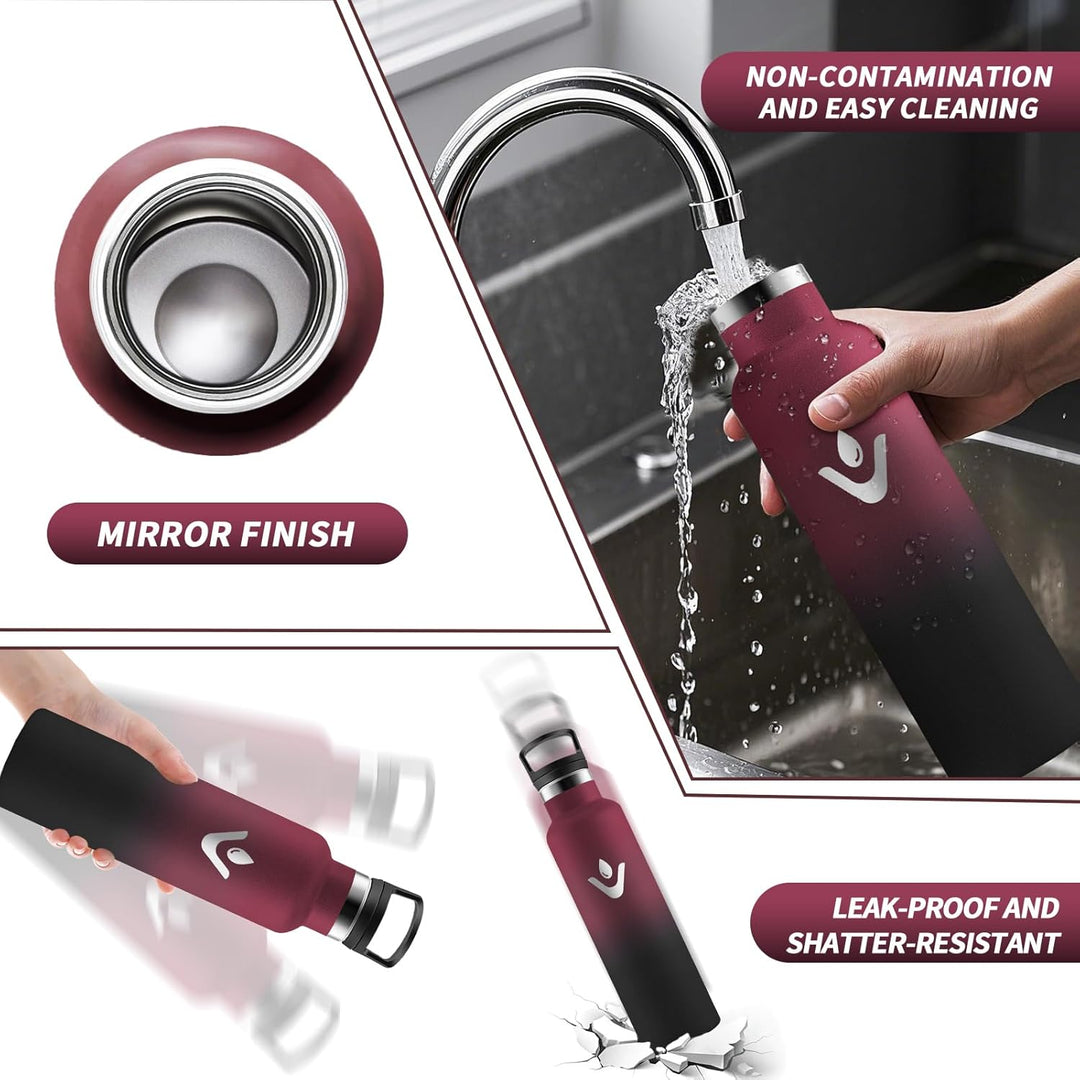 HoneyHolly Trinkflasche Edelstahl, 750 ML BPA-Frei, Thermosflasche, Auslaufsichere Isolierflasche Do