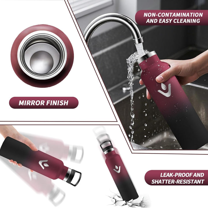 HoneyHolly Trinkflasche Edelstahl, 750 ML BPA-Frei, Thermosflasche, Auslaufsichere Isolierflasche Do