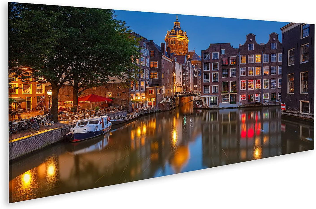 islandburner Bild auf Leinwand Nicolaaskerk In Amsterdam In Dämmerung Beleuchtet Bilder Wandbilder P