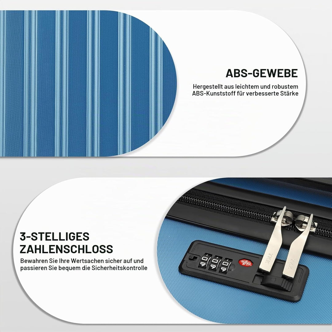 KONO Hartschale Koffer Trolley Rollkoffer Handgepäck Koffer Zwillingsrollen ABS Handgepäck Bordgepäc
