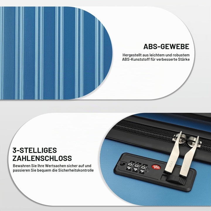 KONO Hartschale Koffer Trolley Rollkoffer Handgepäck Koffer Zwillingsrollen ABS Handgepäck Bordgepäc