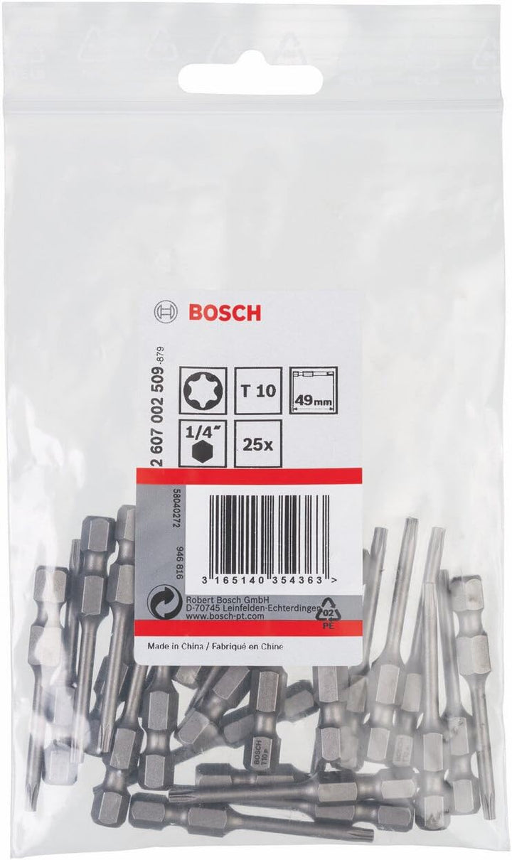 Bosch Professional Bit Extra-Hart für Innen-Torx-Schrauben (T10, Länge: 49 mm, 25 Stück) 49 mm, 25 S