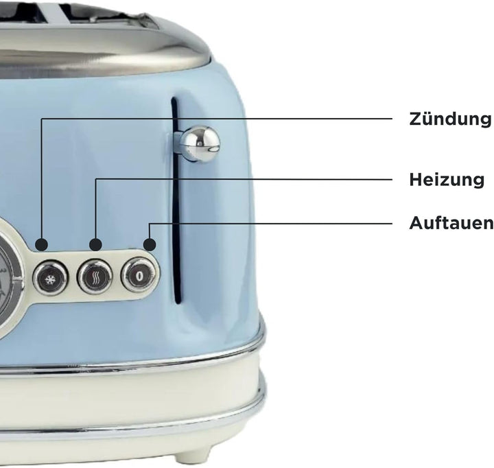 Ariete,156 Toaster im Vintage-Design für 4 Scheiben, 1600 W, 6 Toaststufen, aus lackiertem Edelstahl