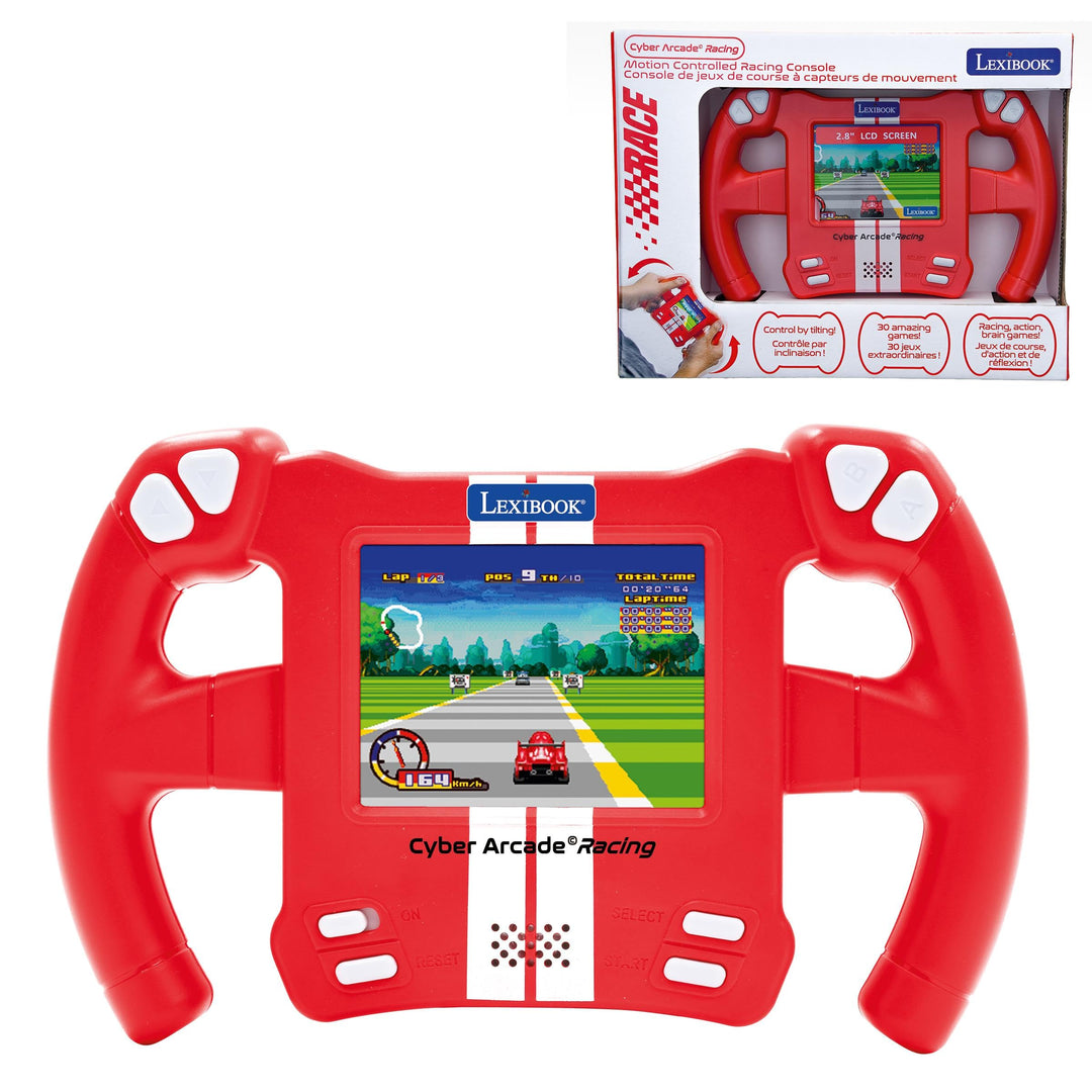 Lexibook, Cyber Arcade Racing, Bewegungsgesteuerte Rennkonsole, 30 Renn-, Action- und Puzzlespiele,