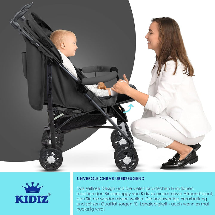 KIDIZ® Kinderwagen City-Pro Buggy Kinderbuggy klappbar Liegebuggy Sportwagen Faltbar 360° 6-Zoll-Räd