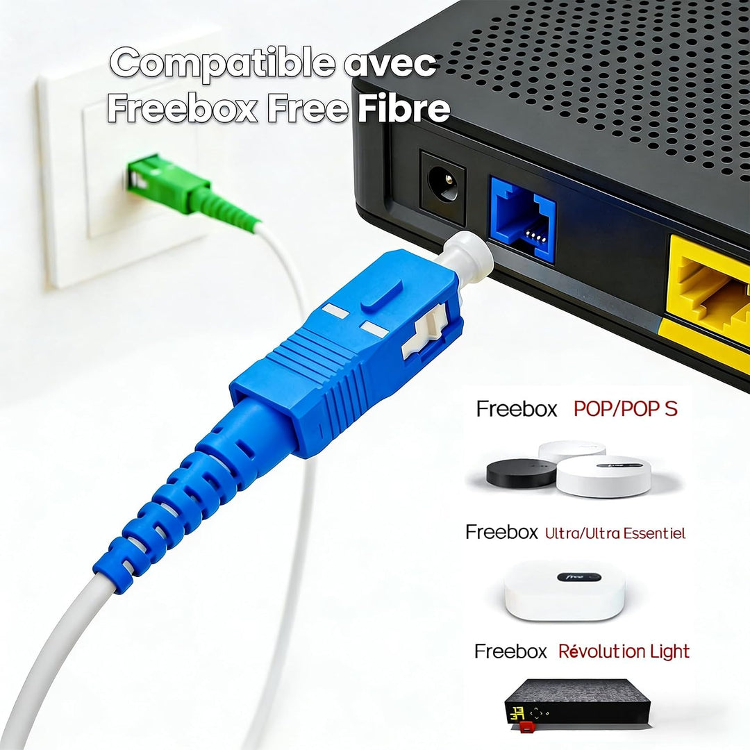 Elfcam® - 50m LWL Glasfaser-Kabel SC/APC auf SC/UPC Stecker, Simplex 9/125μm Patchkabel, Lichtwellen