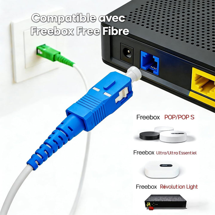 Elfcam® - 50m LWL Glasfaser-Kabel SC/APC auf SC/UPC Stecker, Simplex 9/125μm Patchkabel, Lichtwellen