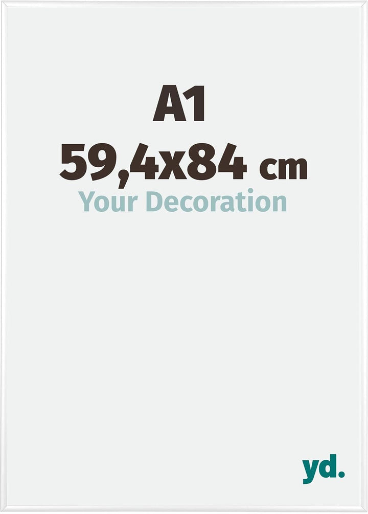 yd. Your Decoration - Bilderrahmen DIN A1 59,4x84 cm - Weiss Hochglanz - Bilderrahmen aus Aluminium